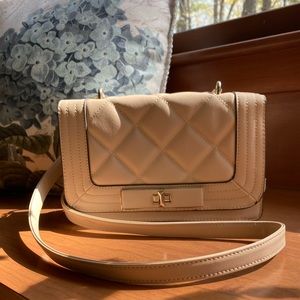 Beige Crossbody Turnlock Purse